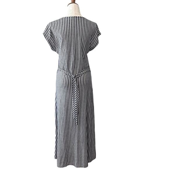Caution to the Wind Stripe Button Front Dress Navy Nautical Beachy White Large - Picture 5 of 7
